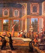 Jean-Baptiste Van Mour Harem scene with the Sultan Sweden oil painting artist